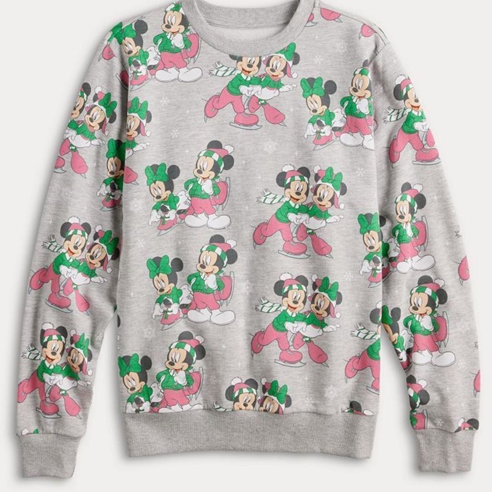 Disney's Mickey and Minnie Mouse Ice Skating Sweatshirt- Size Medium